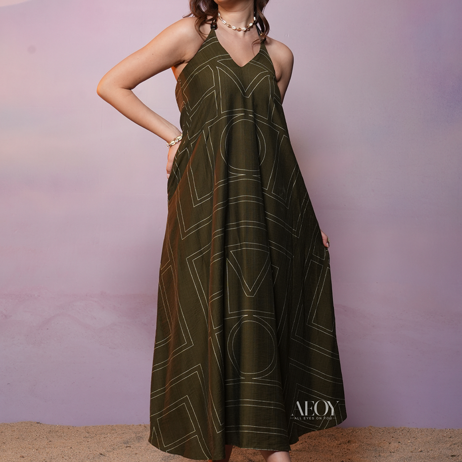 Monogram Halter–Maxi Dress