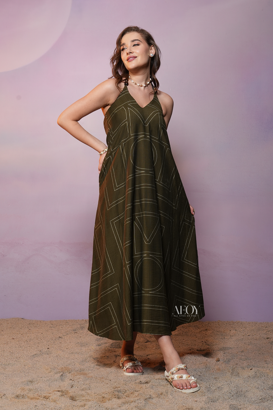 Monogram Halter–Maxi Dress