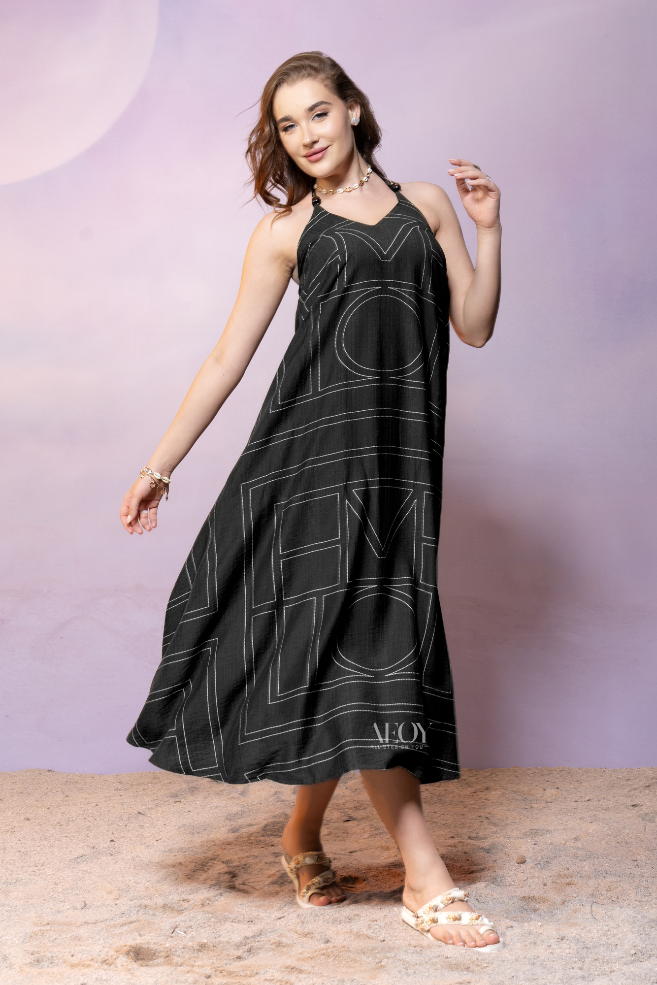 Monogram Halter–Maxi Dress