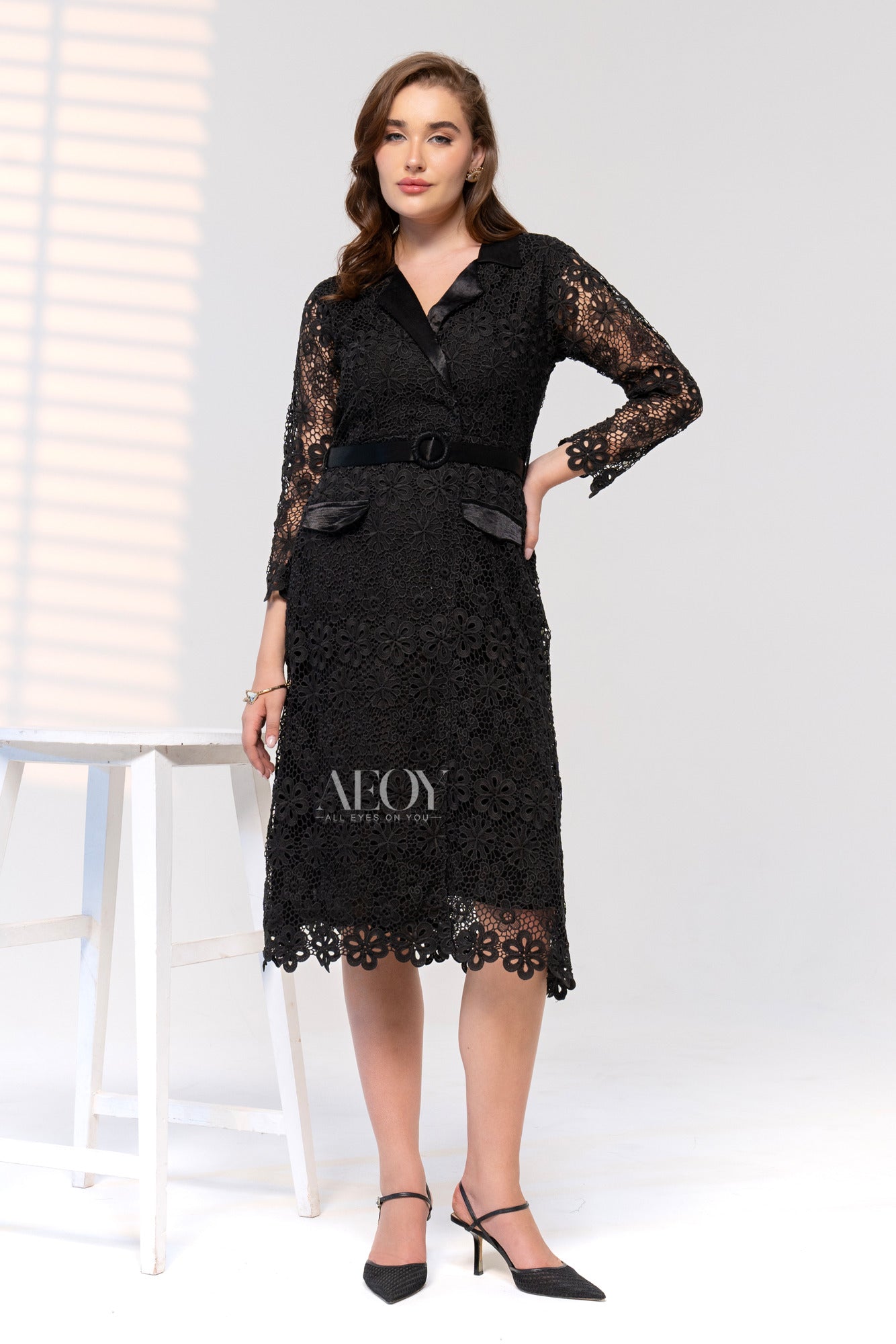Black Lace-Maxi Dress - Main Image