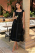 Black A line midi dress women