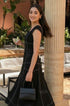 Sleeveless black midi dress casual wear