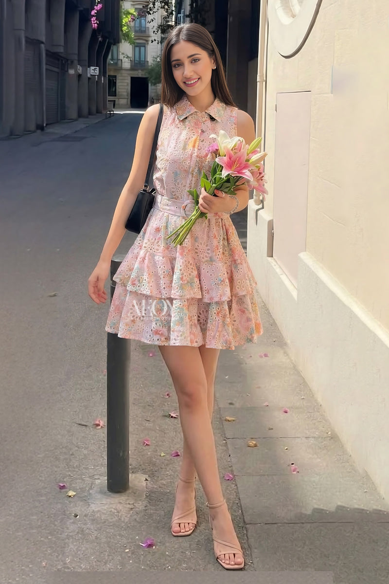 Soft Glam Floral Mini Dress for Women