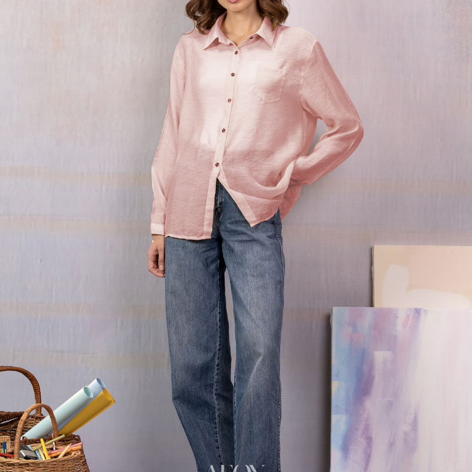 Oversized sheer shirt women