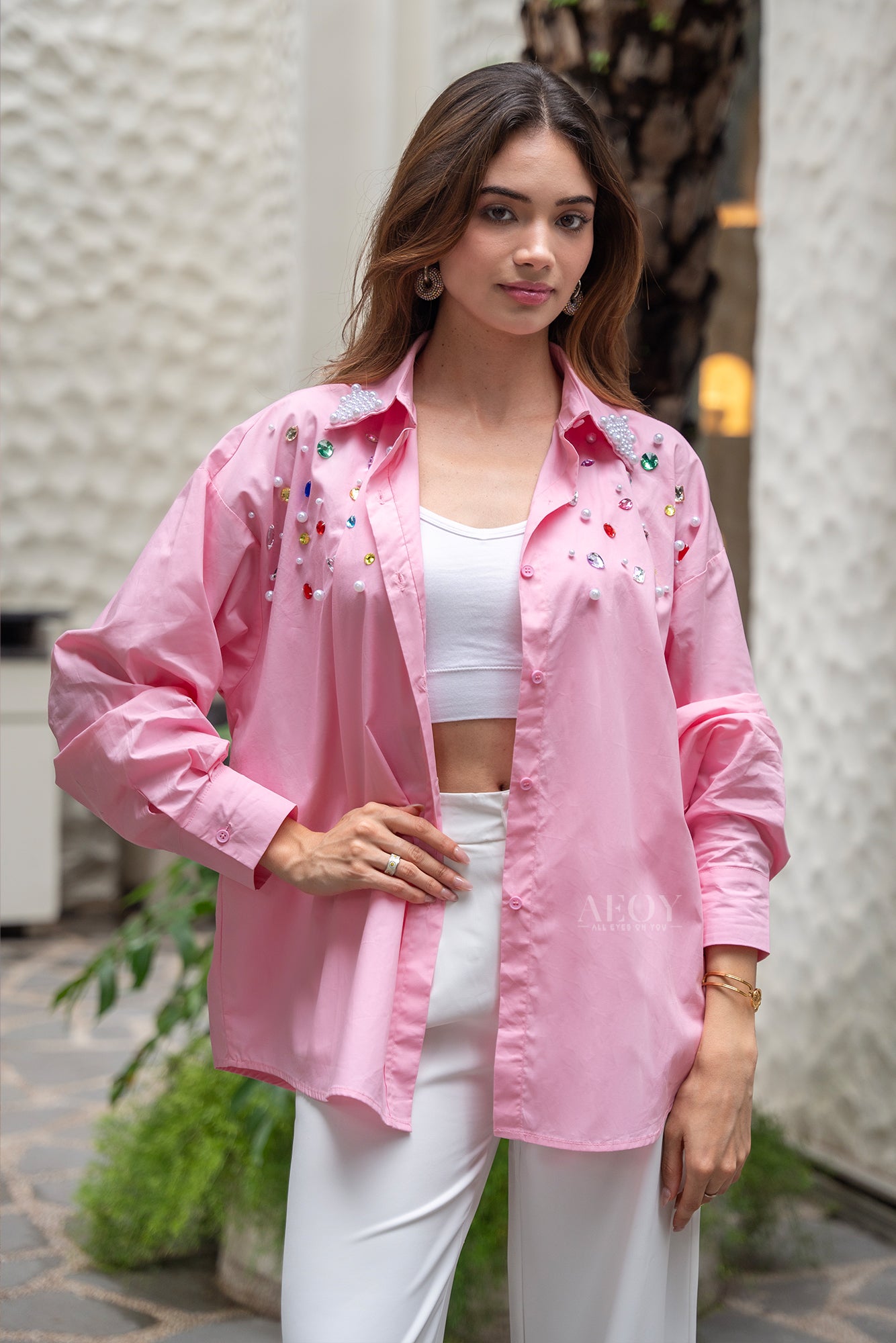 Pearl Embellished-Shirt