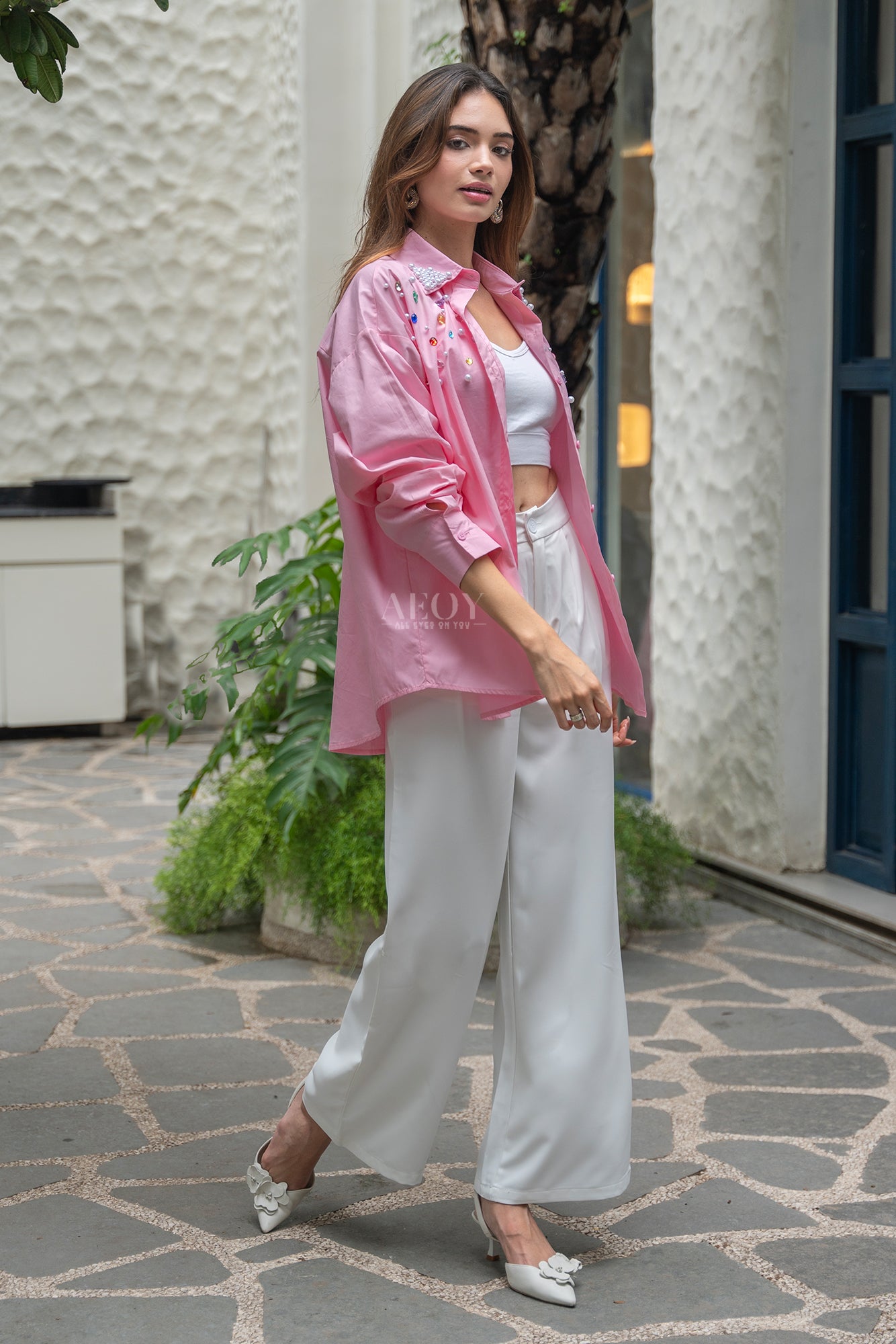 Pearl Embellished-Shirt