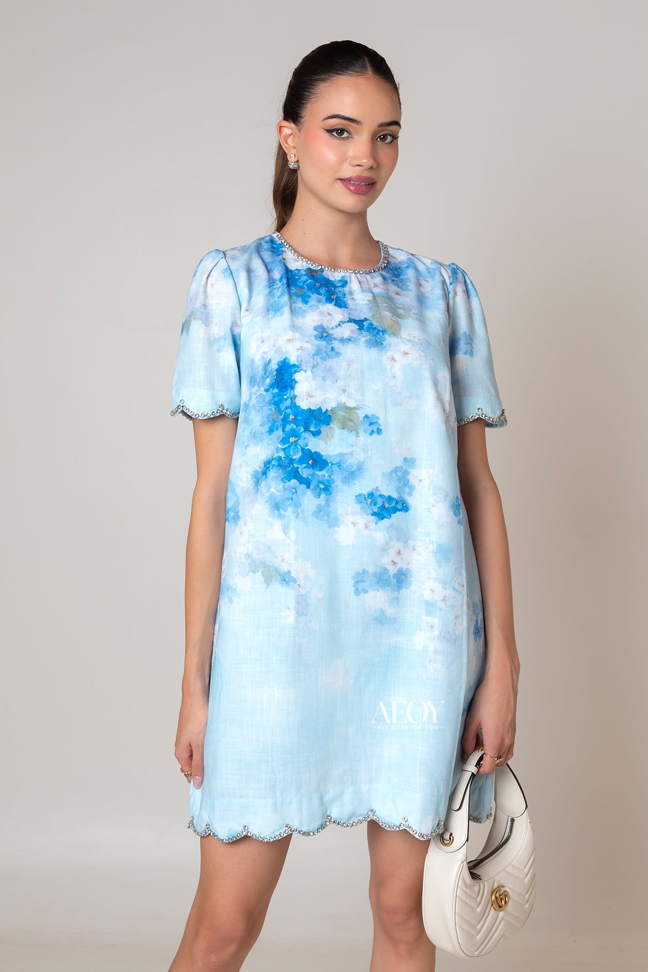 Blue Floral -Mini Dress