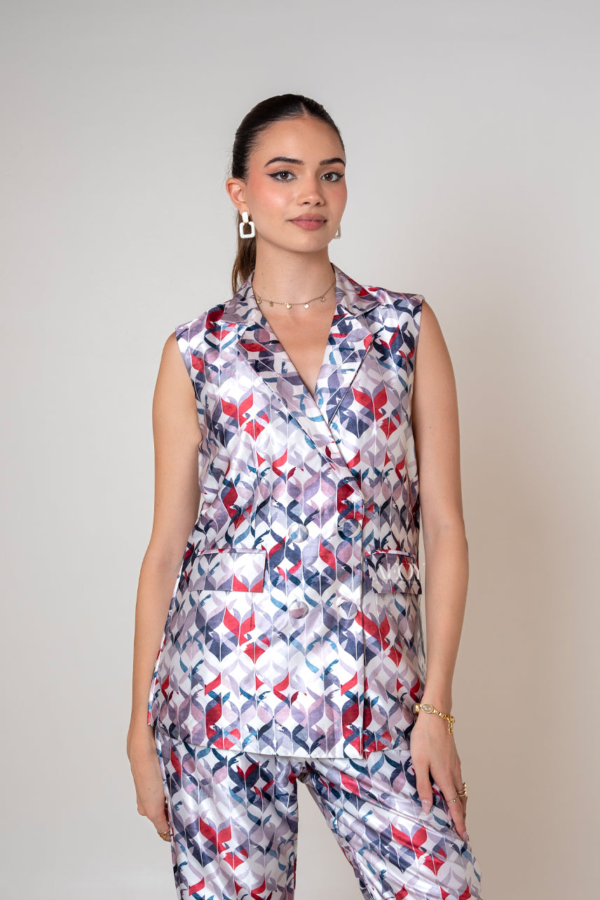 Printed blazer matching set women
