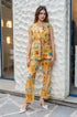 Yellow printed sleeveless co ord set
