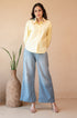 Yellow floral embellished cotton shirt