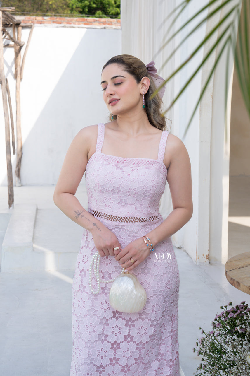 Pink Lace Maxi Dress