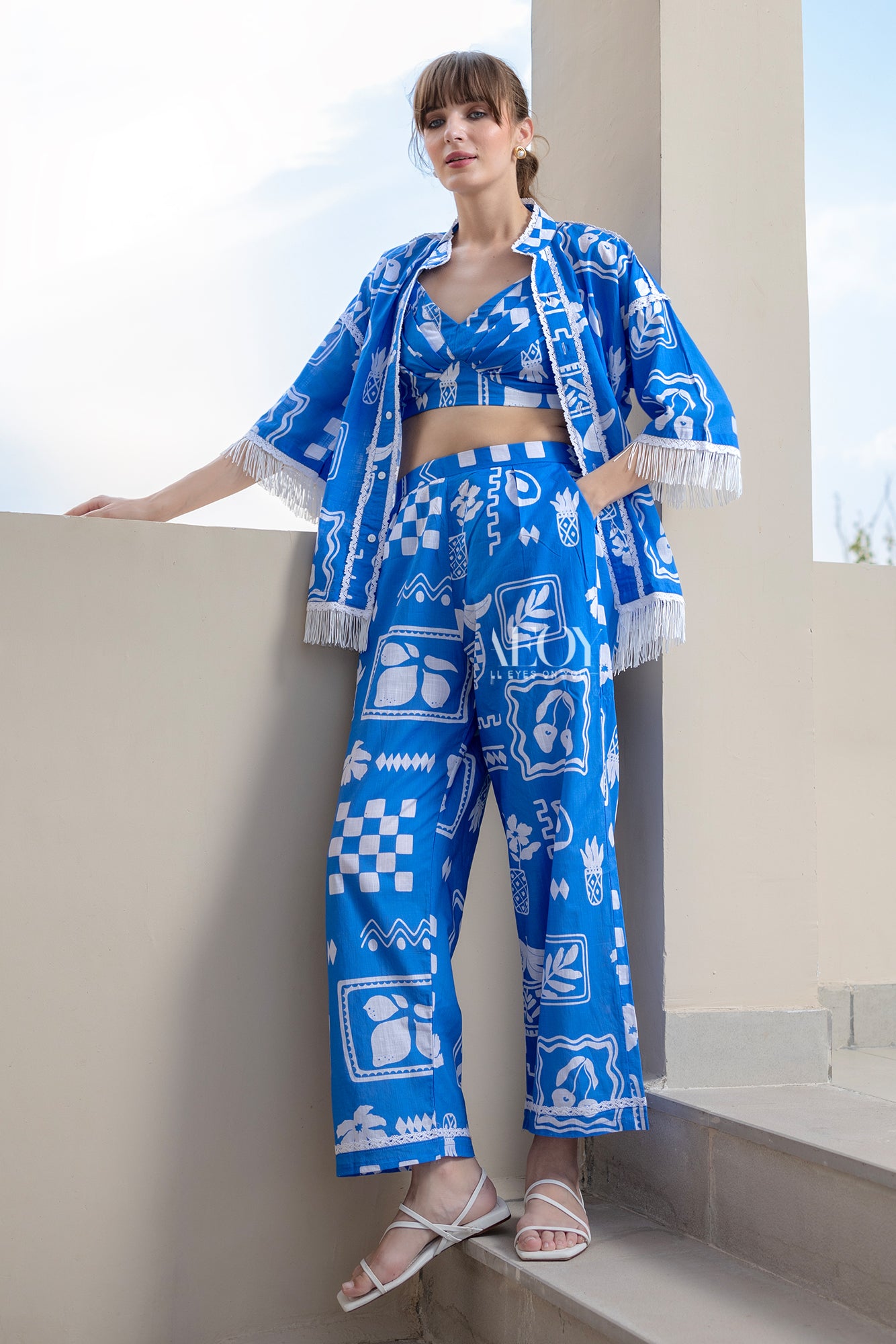 Travel Blue-Co-ord Set