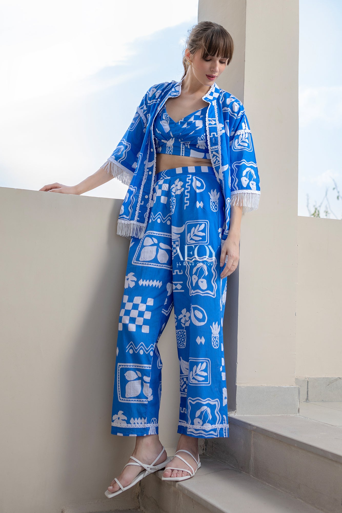 Travel Blue-Co-ord Set