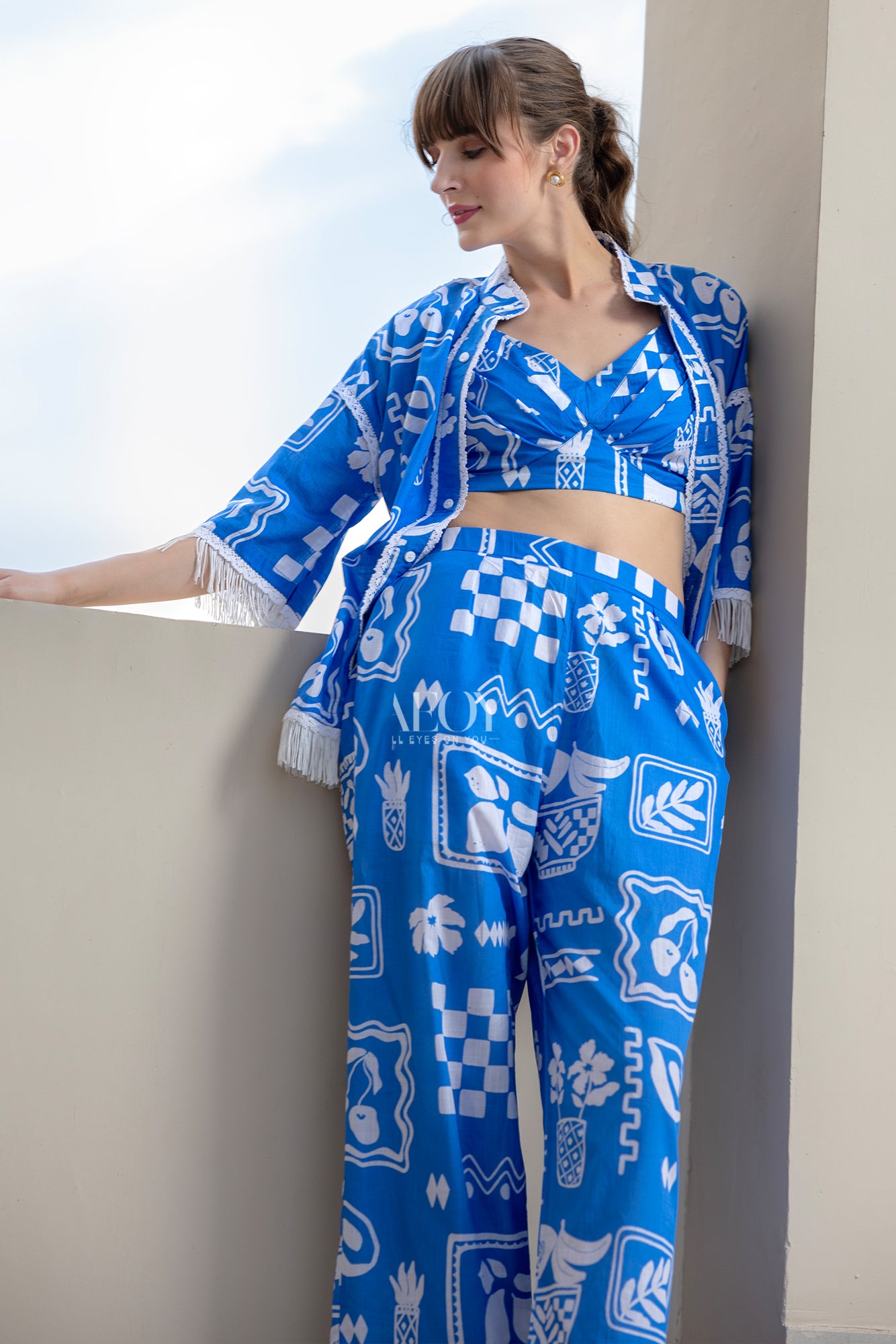 Travel Blue-Co-ord Set