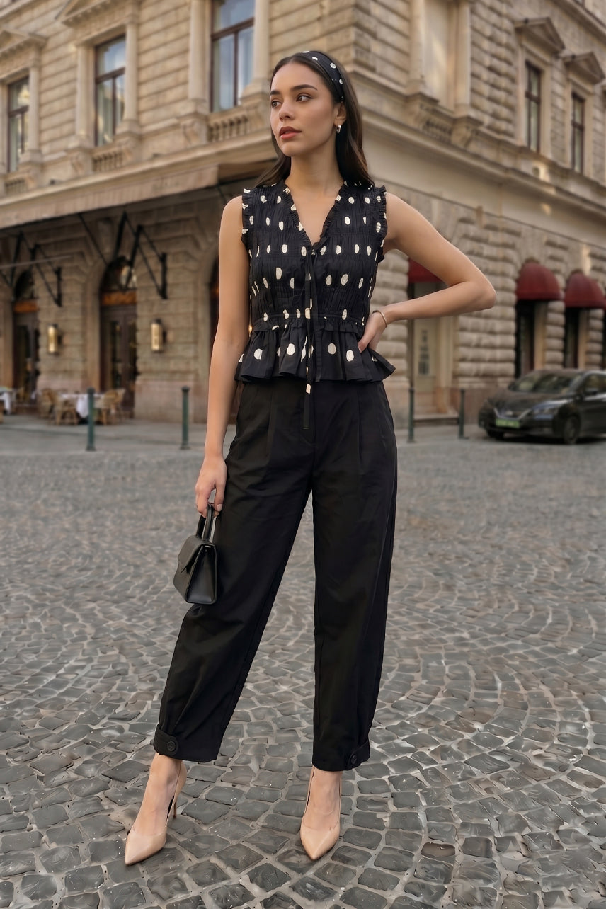 Black polka co-ord set women