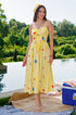 Yellow printed midi dress
