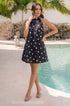 Black polka mini dress women
