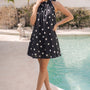 Black polka mini dress women
