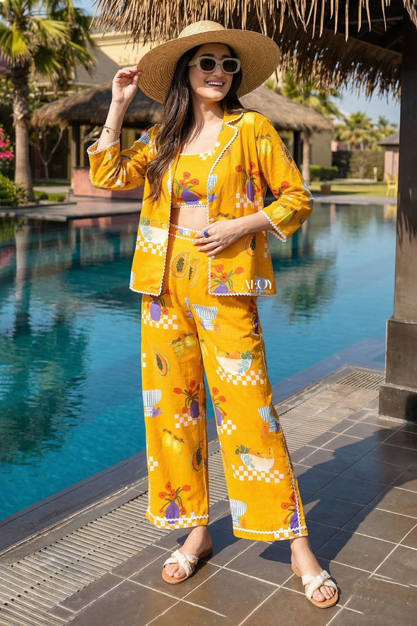 Yellow Printed-Co-ord-Set