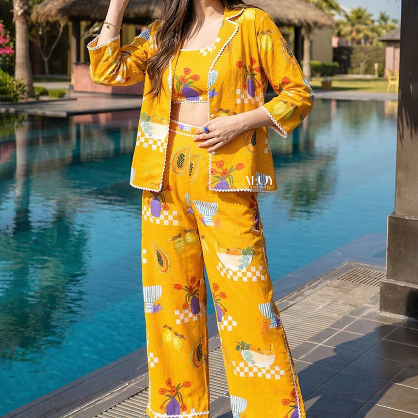 Yellow printed co ord set