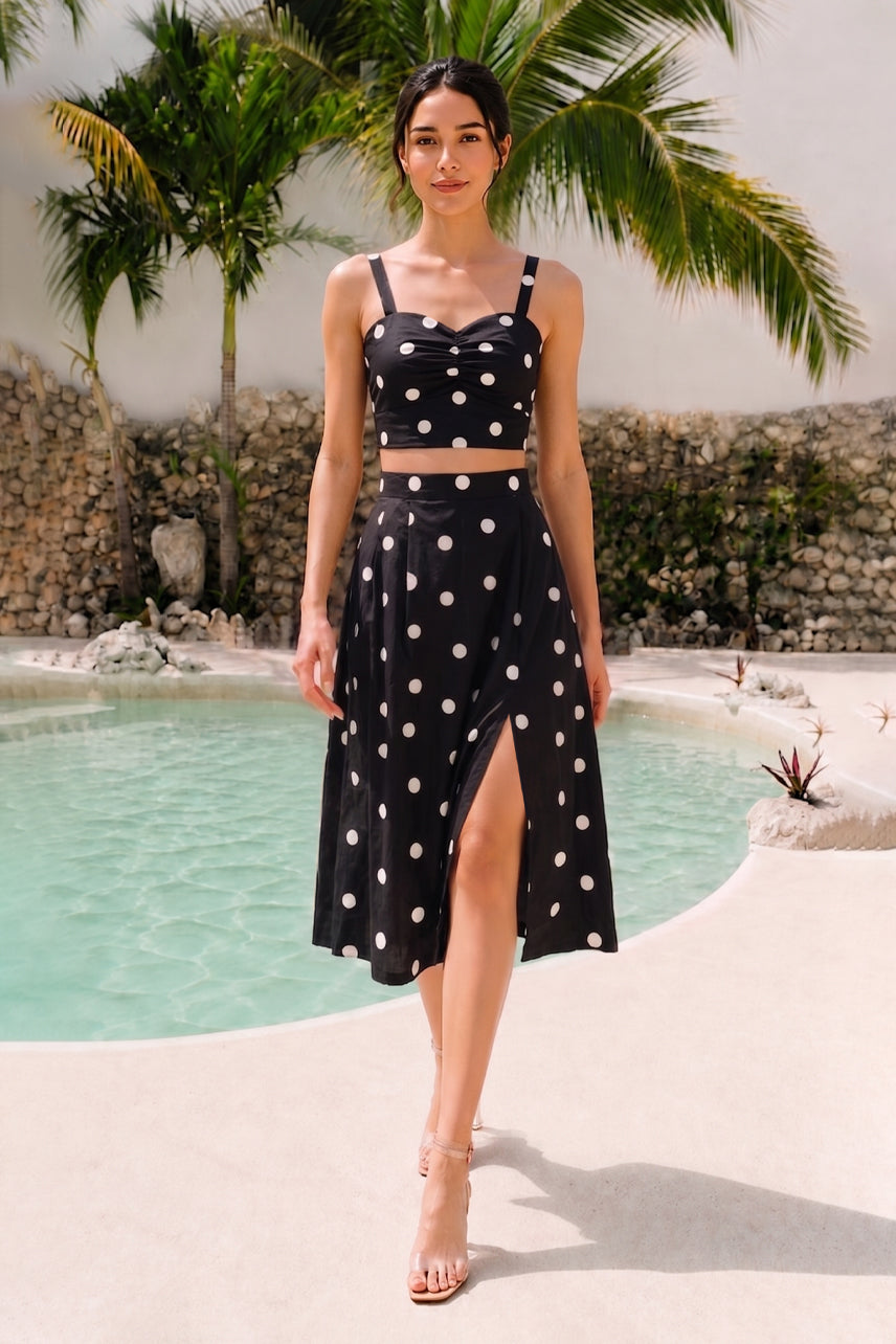 Black polka co ord set
