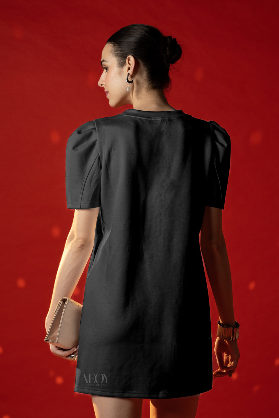 Diamond Studded Black-Party Dress