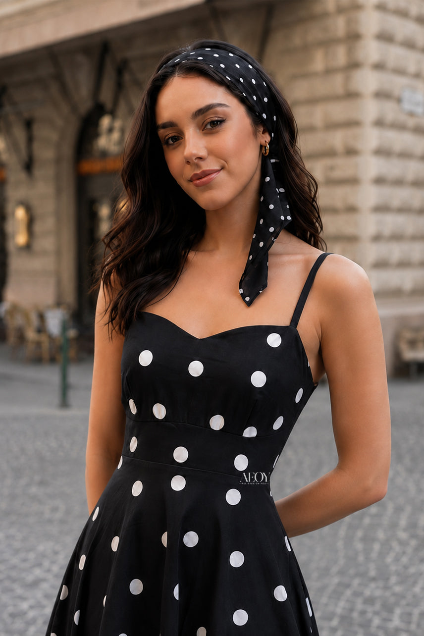 Nero Polka Midi Dress