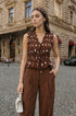 Brown polka peplum top

