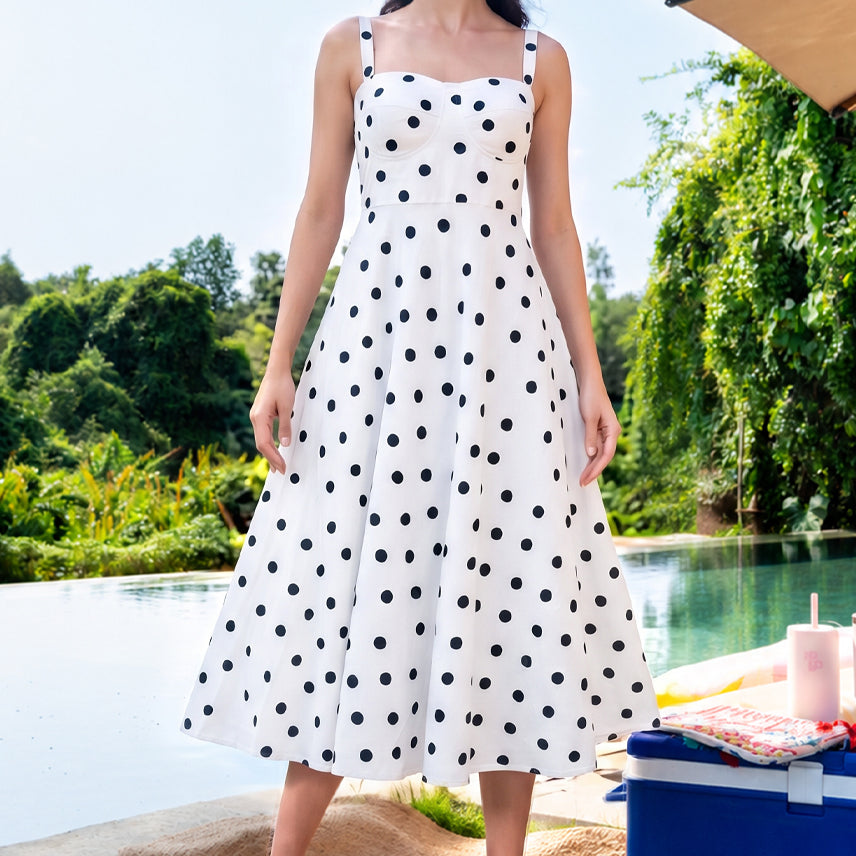 White polka midi dress
