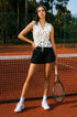 White polka short set