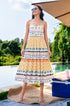 Tropical print midi dress