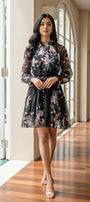 Black Floral -Mini Dress