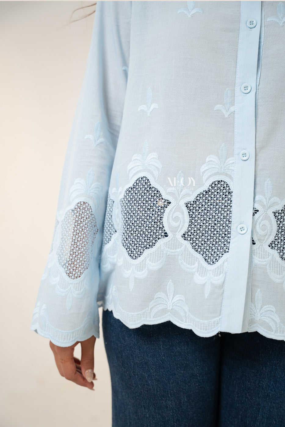 Cotton schiffli shirt casual wear
