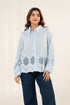 Light blue embroidered schiffli shirt