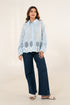 Blue schiffli cotton shirt women