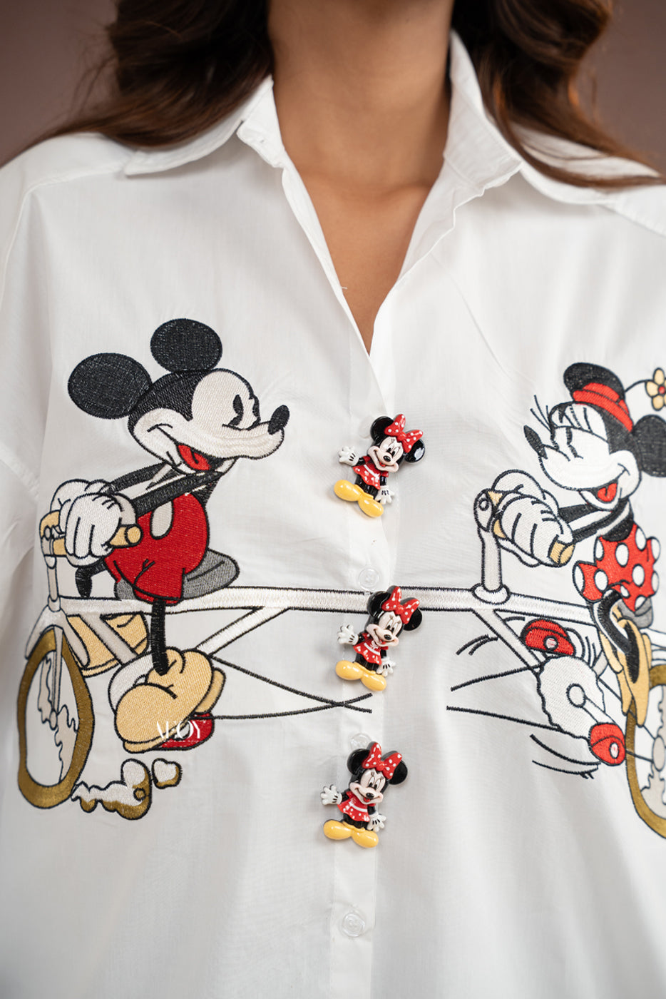 White Mickey Mouse Printed -Shirt