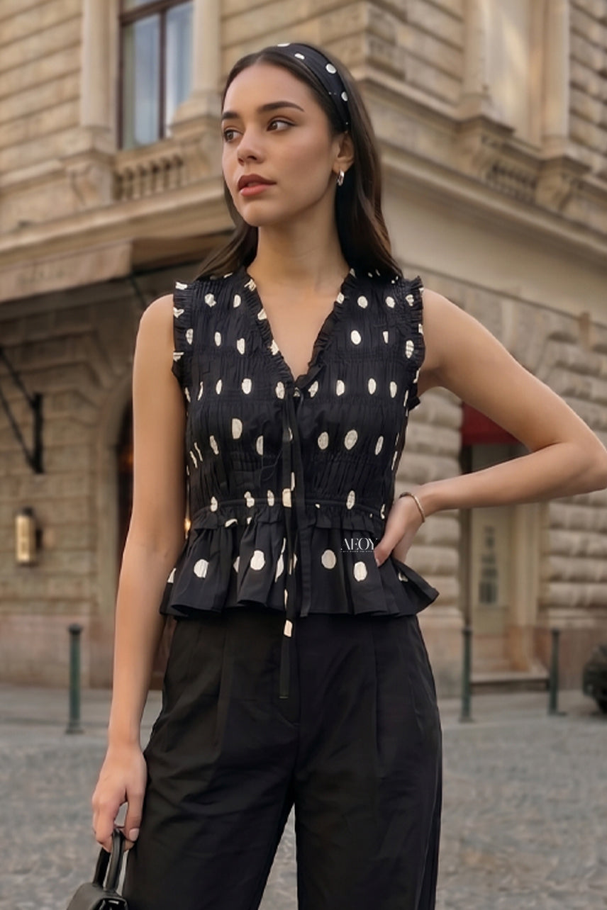 Polka Peplum Top