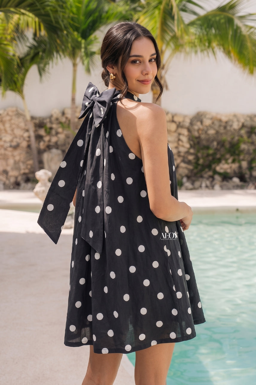 Noir Polka Mini Dress