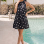 Black polka mini dress women