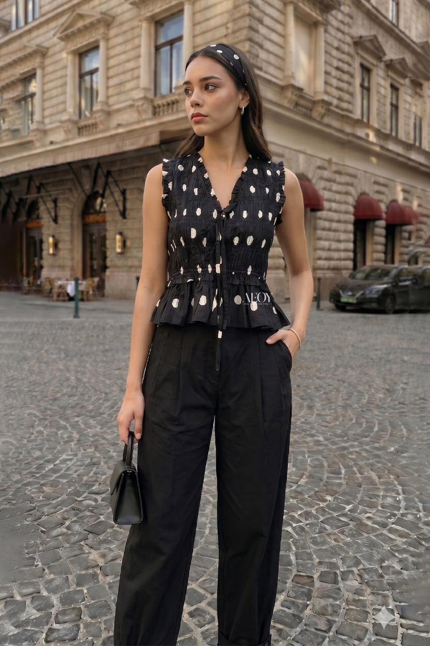 Polka Peplum Top