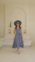 Elegant blue sleeveless midi dress