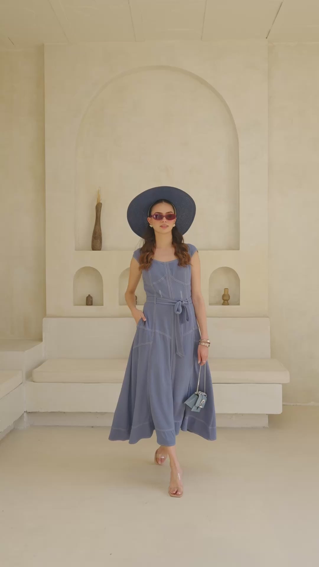 thermal knit a line dress Blue A-Line Midi-Dress – All Eyes On You