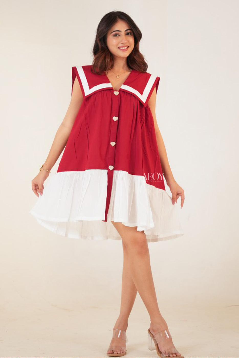 Love For Red Cotton-Mini Dress