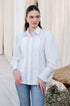White cotton shirt with embellished collar
